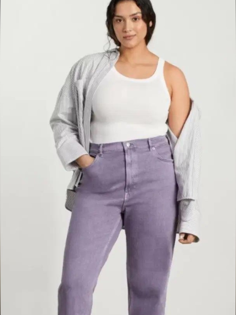 Everlane Way High Jeans 28 Daybreak Purple Cropped High Rise Straight Leg